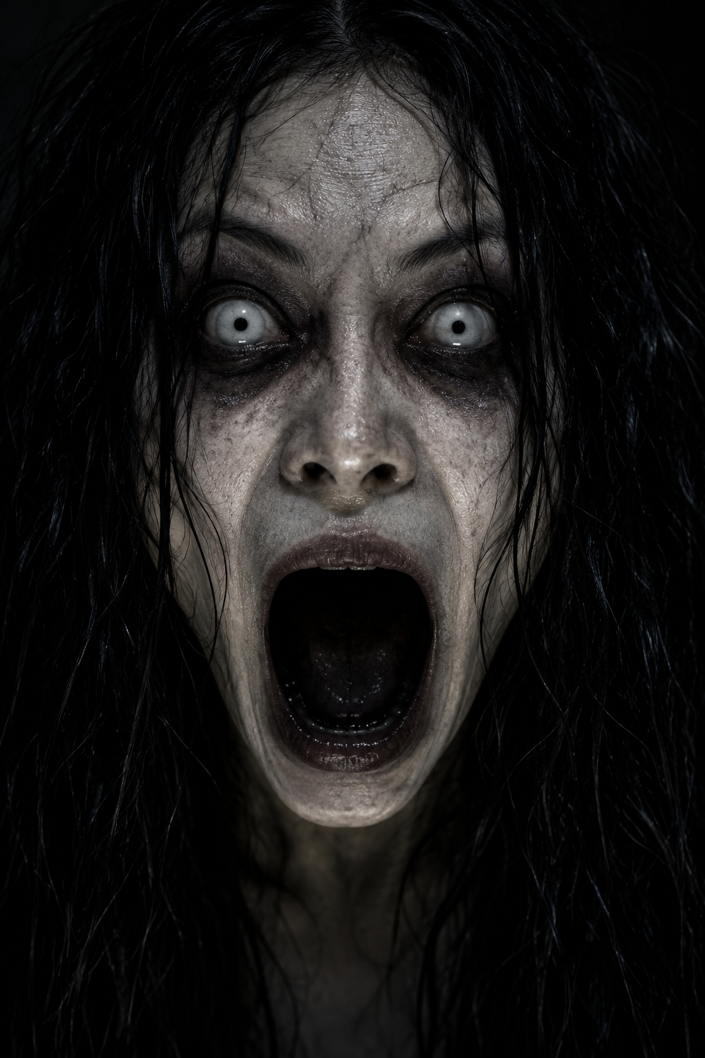 A terrifying ghost face